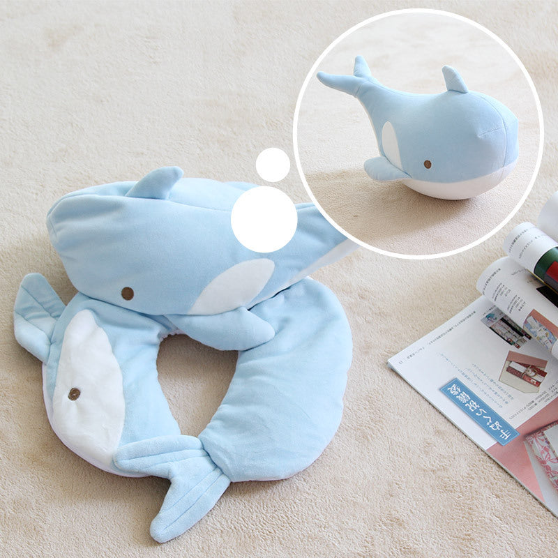 2 IN 1 U-shaped Pillow Cartoon Pillow Plush Dolls Two-in-one Dual-purpose Travel Rest Neck Pillow Cartoon Pillow Toy