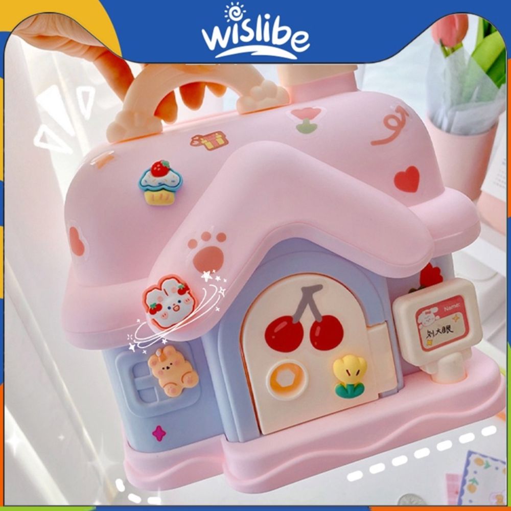 Wislibe🇩🇪 New Large Capacity (Include Stickers) Cartoon Piggy Bank Coin Bank Kawaii Girl Gift Small House Piggy Bank