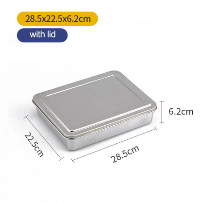 Stainless Steel Tray Flat Bottom 304Plate Rectangular Household Holding Vegetable Basin Baking Pan With Or Without Cover