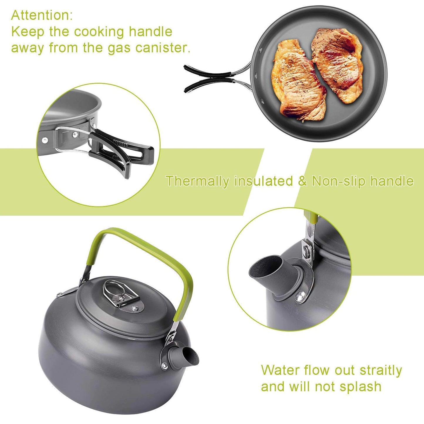 Camping and Hiking Cooking Set Nonstick Aluminum Portable Outdoor Tableware Kettle Pot Frying Pan Cookware