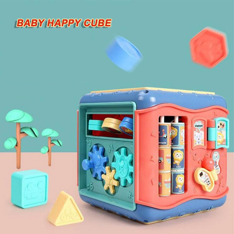 Montessori Baby Musician Activity Music Toy Hexahedron Puzzle Cube Six-sided Box Shape Match Educational Learning Toys