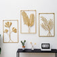 Home Decoration Metal Wall Golden Leaf Hanging Decor Gold Frame Art Wall Sculpture Living Room Bedroom Dining Office