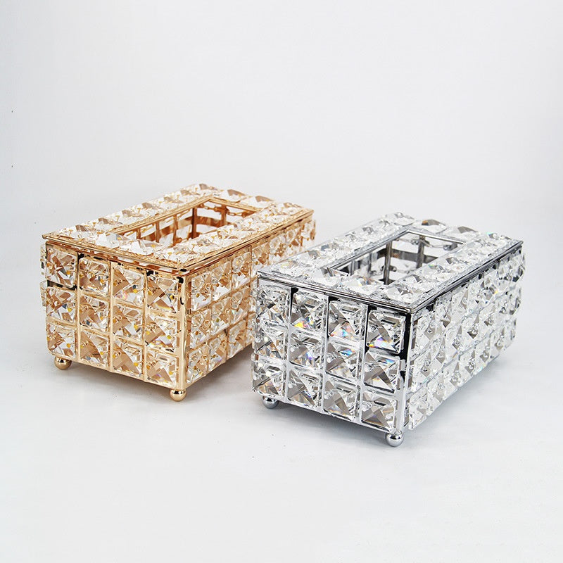 Crystal Tissue Box European Style Household Toilet Paper Napkin Holder Organizer Box Luxury High-End Paper Extraction