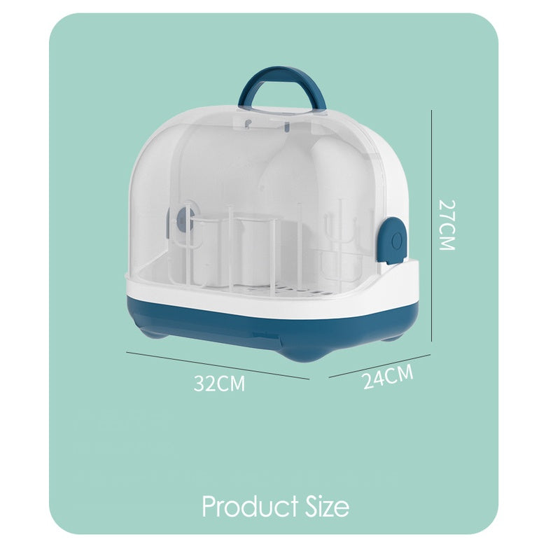 Portable Baby Bottle Drying Rack Storage Box Anti-Dust with Detachable Tray Milk Bottle Drainer