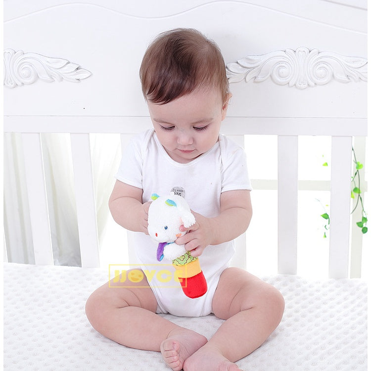 Baby Soft Toy Stick Rattle Squeezing Sound Rattling Squeeze Hand Infant Animal Cartoon Grip