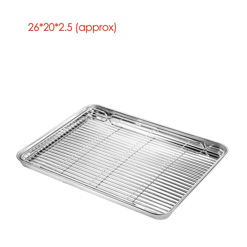 Premium Stainless Steel Oven Baking Tray Removable Cooling Rack Set Plate BBQ Tray Pan Dish Grill Mesh Kitchen Tool