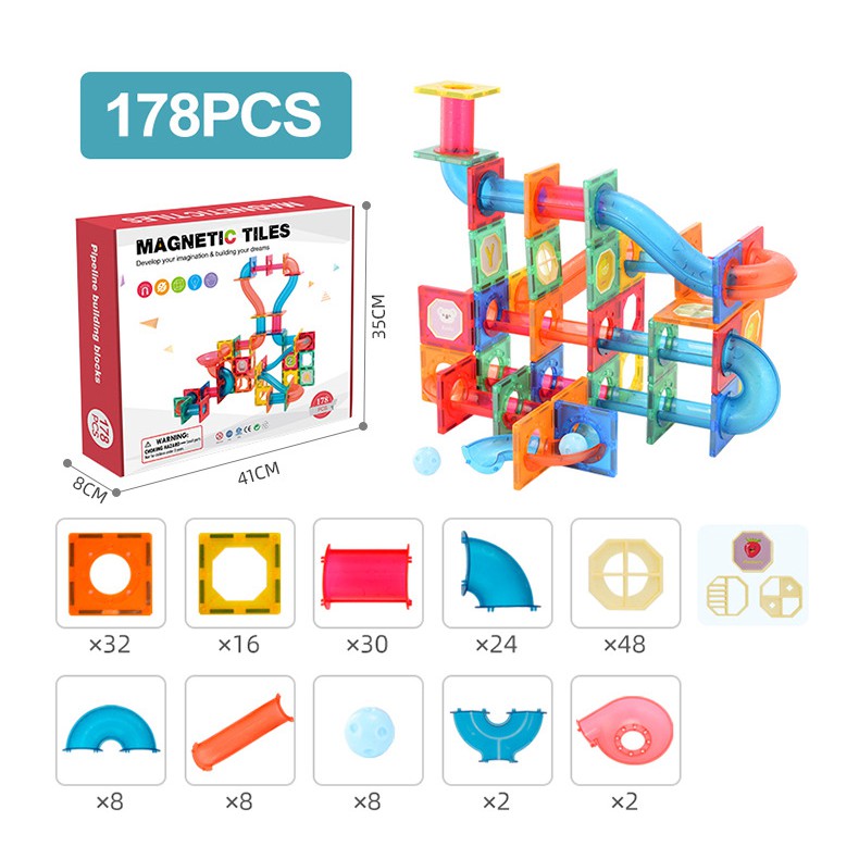 88/118/178Pcs Magnetic Building Blocks Educational Magnet Toys Pipeline Children Kids Gift