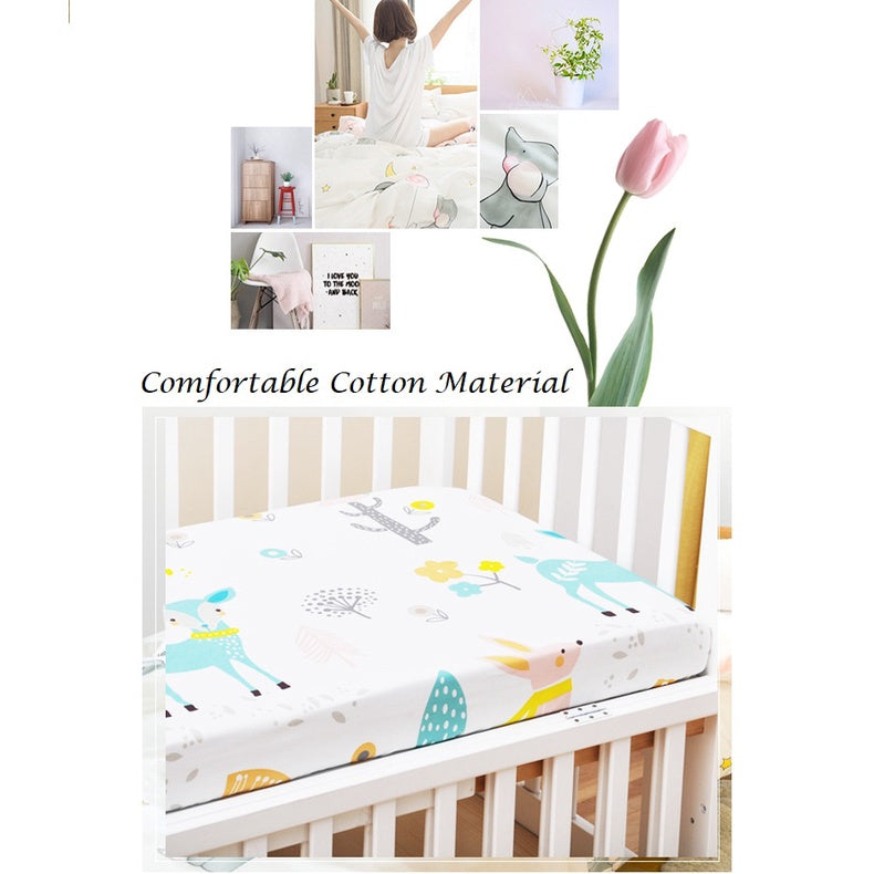 100% Cotton Baby Cot Fitted Sheet Bedsheet Comfortable Soft Mattress Cover Breathable Crib Bed For Infant And Toddler