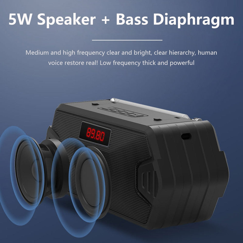 FM Radio Portable Bluetooth Wireless Speaker Stereo Bass with FM Radio TF USB AUX MP3 Subwoofer Loudspeaker