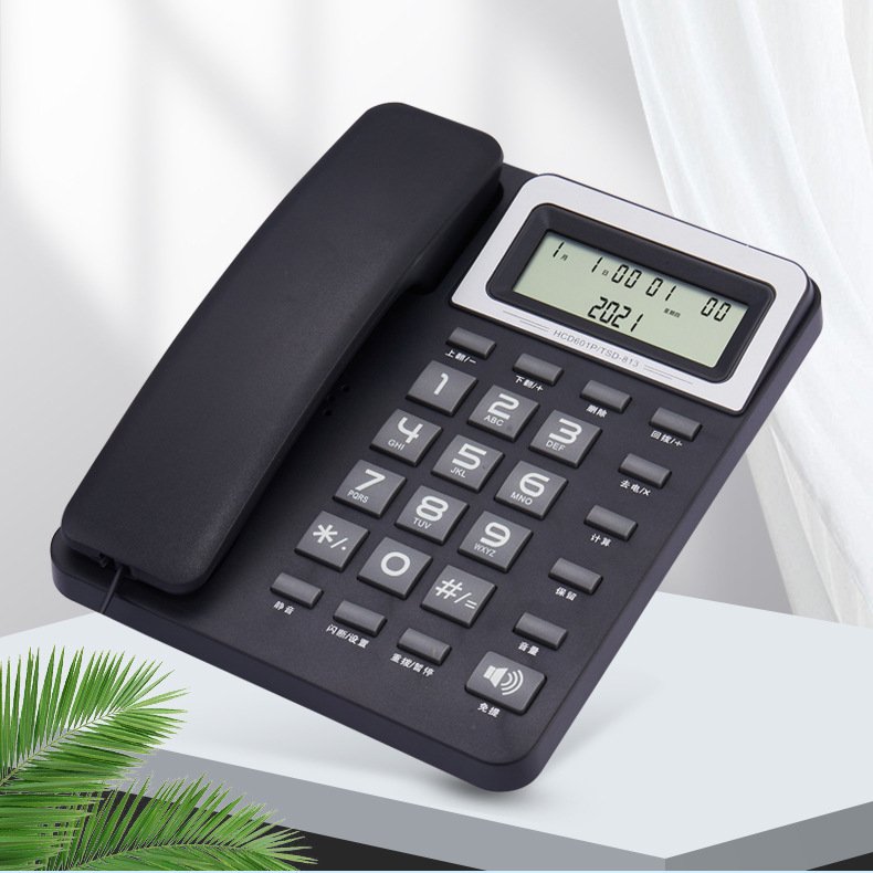 Desktop Corded Landline Phone Fixed Telephone with LCD Display Mute/ Pause/ Hold/ Flash/ Redial/ Hands Free/ Calculator