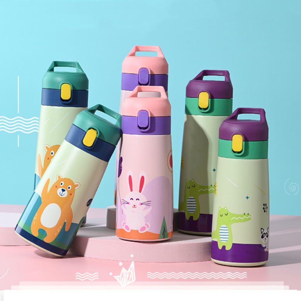 500ml High Quality Kids Thermal Flask Double Stainless Reusable Steel Cartoon Thermal Water Bottle Children Cute Tumbler