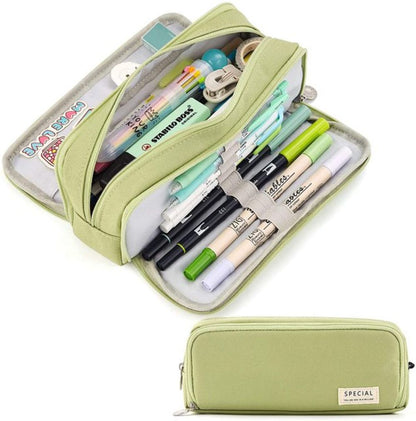 Double Sided Pen Bag Pencil Case Special Macaron Color Dual Canvas Pocket Storage Pouch Stationery School Easy Grip