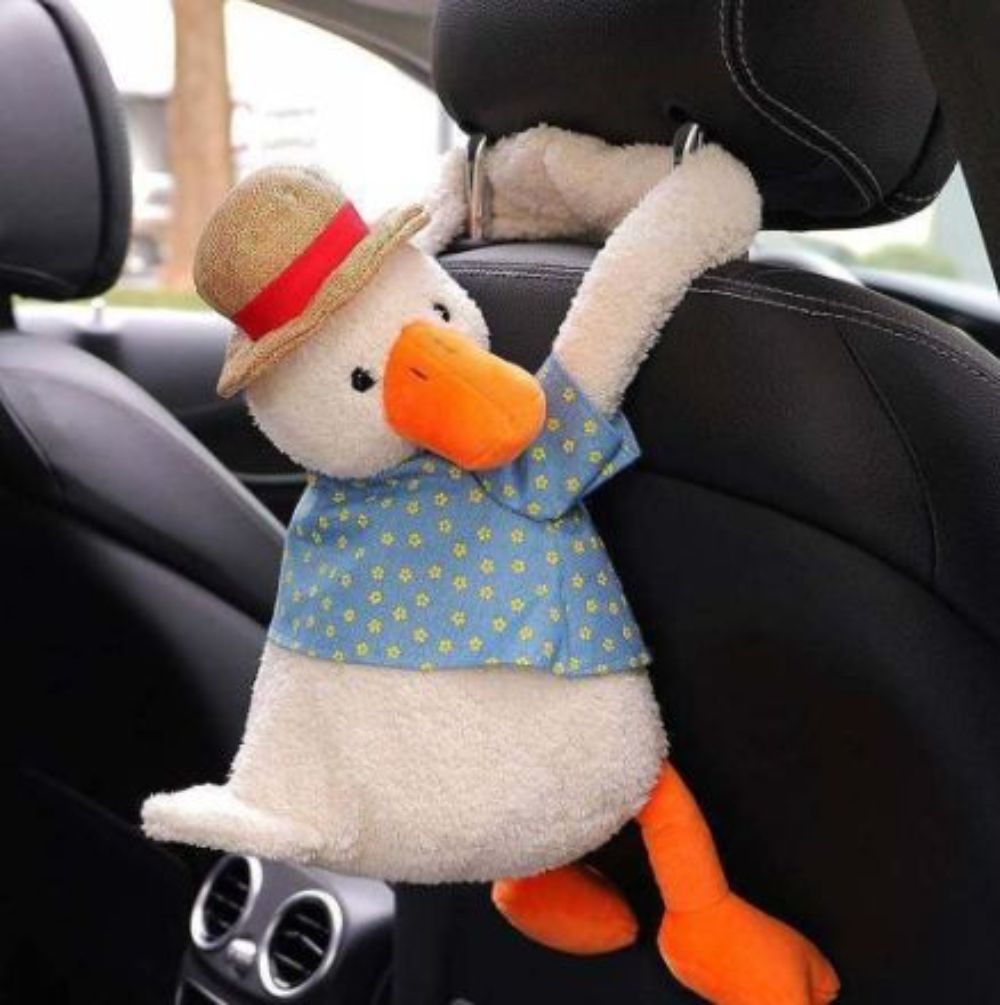 Lovely Duck Tissue Box Cute Paper Napkin Case Car Tissue Bag Creative Car Hanging Cartoon Napkin Holder Multi-function