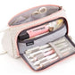 Plaid Pen Pencil Case, Multi Slot Grid Large Storage Bag, Stationery Cosmetic Student School Canvas Thick And Durable