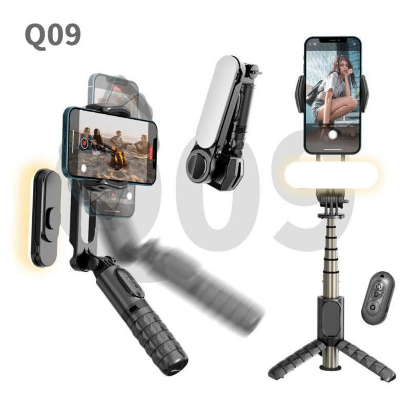 Mini Handheld Gimbal Stabilizer Q09 Wireless Bluetooth Selfie Stick Tripod With Detachable Fill Light Tripod