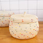 Woven Storage Basket Colorful Polka Dot Desktop With Lid Cotton Thread Organizing Box Snacks Living Room Coffee Table