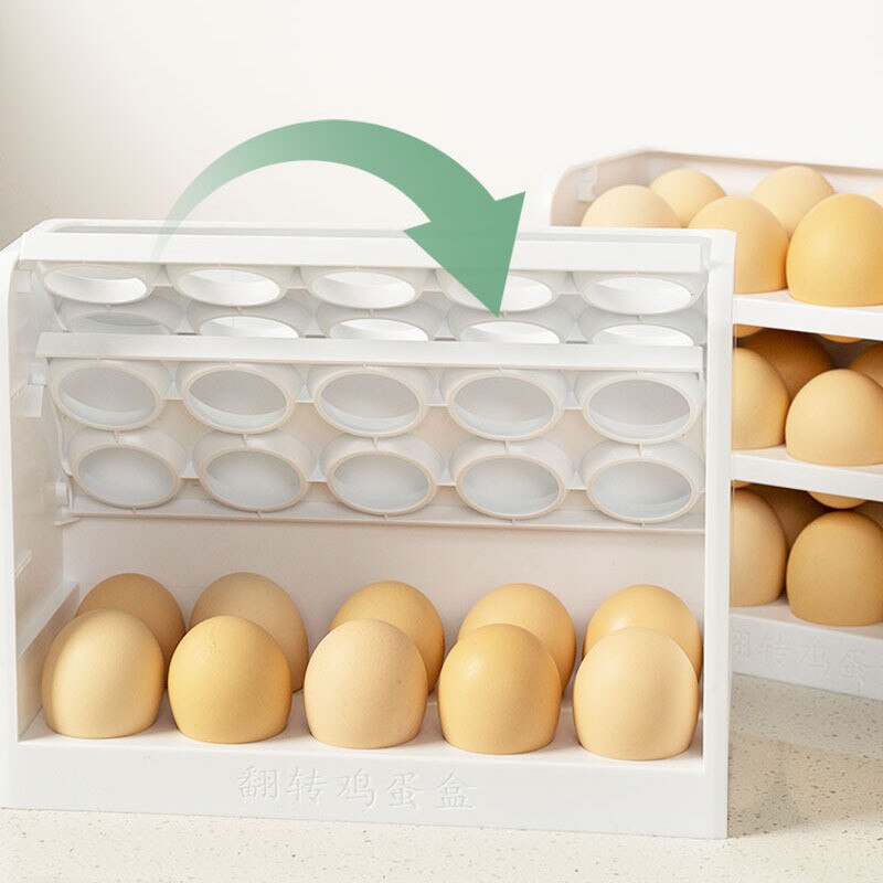 Three Layers Creative Flip Egg Storage Box Fridge Organizer Container Household Kitchen Fresh Rack Can Store 30 Egg