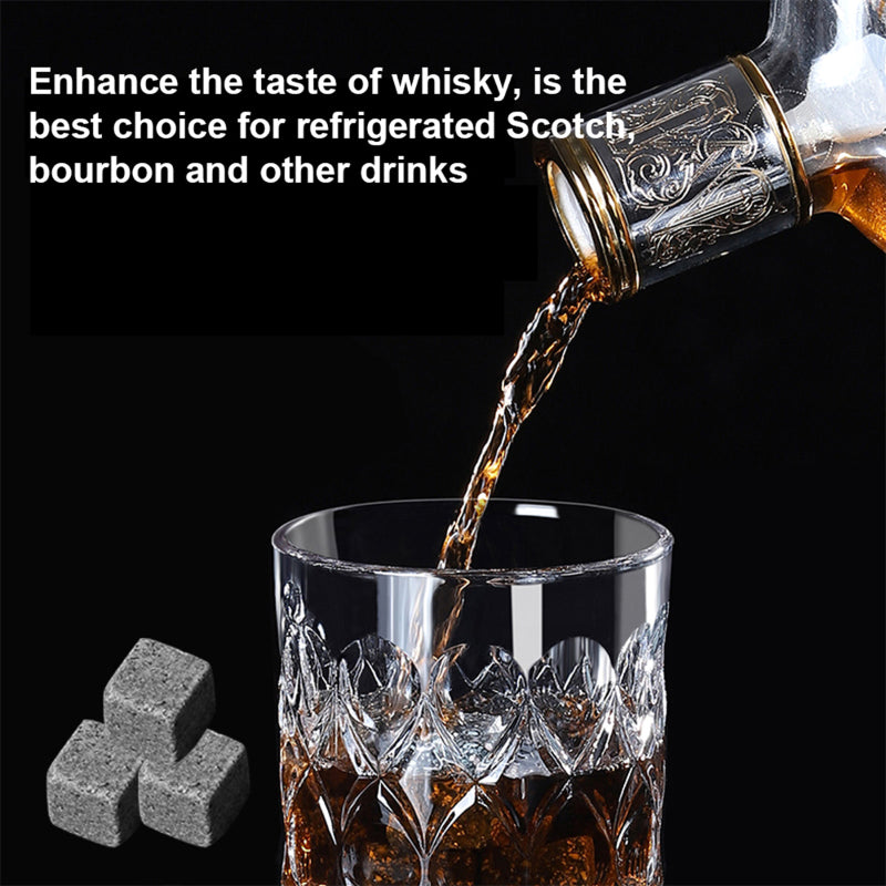 Whiskey Stones Gift Set Whiskey Glass Set Of 2 With 6 Granite Chilling Whiskey Rocks In Wooden Box Multi-Occasion Gift