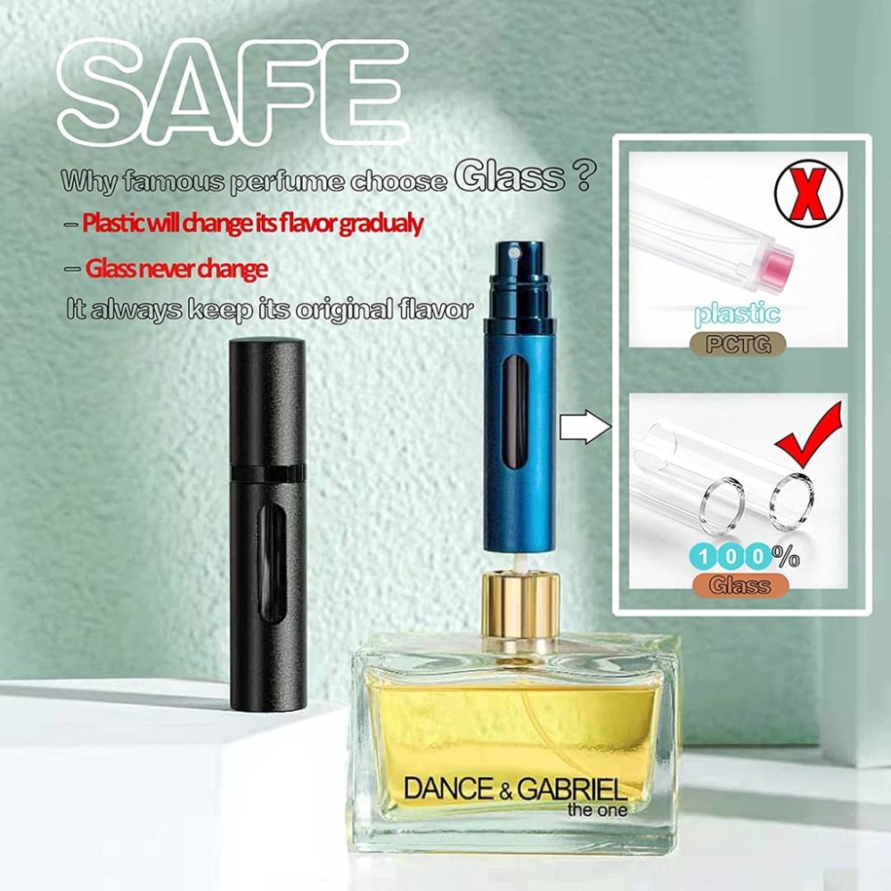 8ml Perfume Atomizer Bottle Portable Mini Refillable Empty Perfume Spray Sprayer Leak Proof TSA Approved Cologne Sprayer