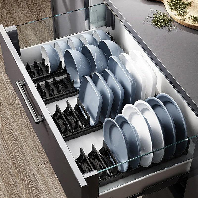 Dish Rack Plate Rack Pot Lid Holder Draining Bowl Rack Aluminum Dishwashing Water Filter Partition Plates Dish Organizer