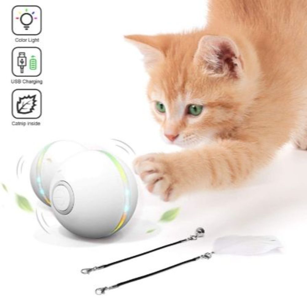 Pet Cat Toys Interactive Ball Smart Cat Teaser USB Rechargeable Automatic Self Rotating Toy Suitable For Kitten Puppy