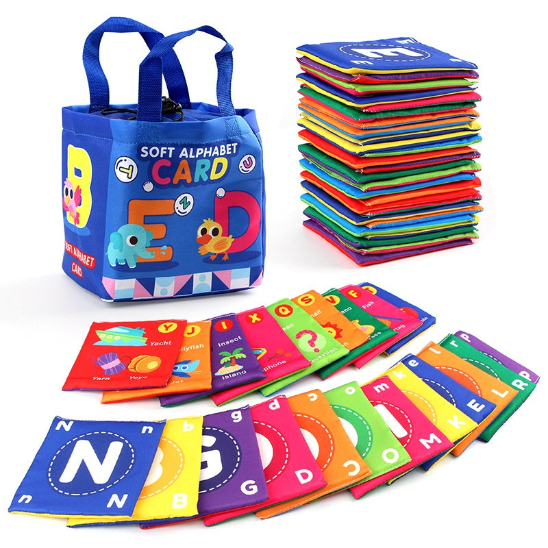 26pcs Double-sided Cloth Cards with Cloth Storage Bag Soft Flash Card Toy Baby Early Education Enlightenment Toys Gift