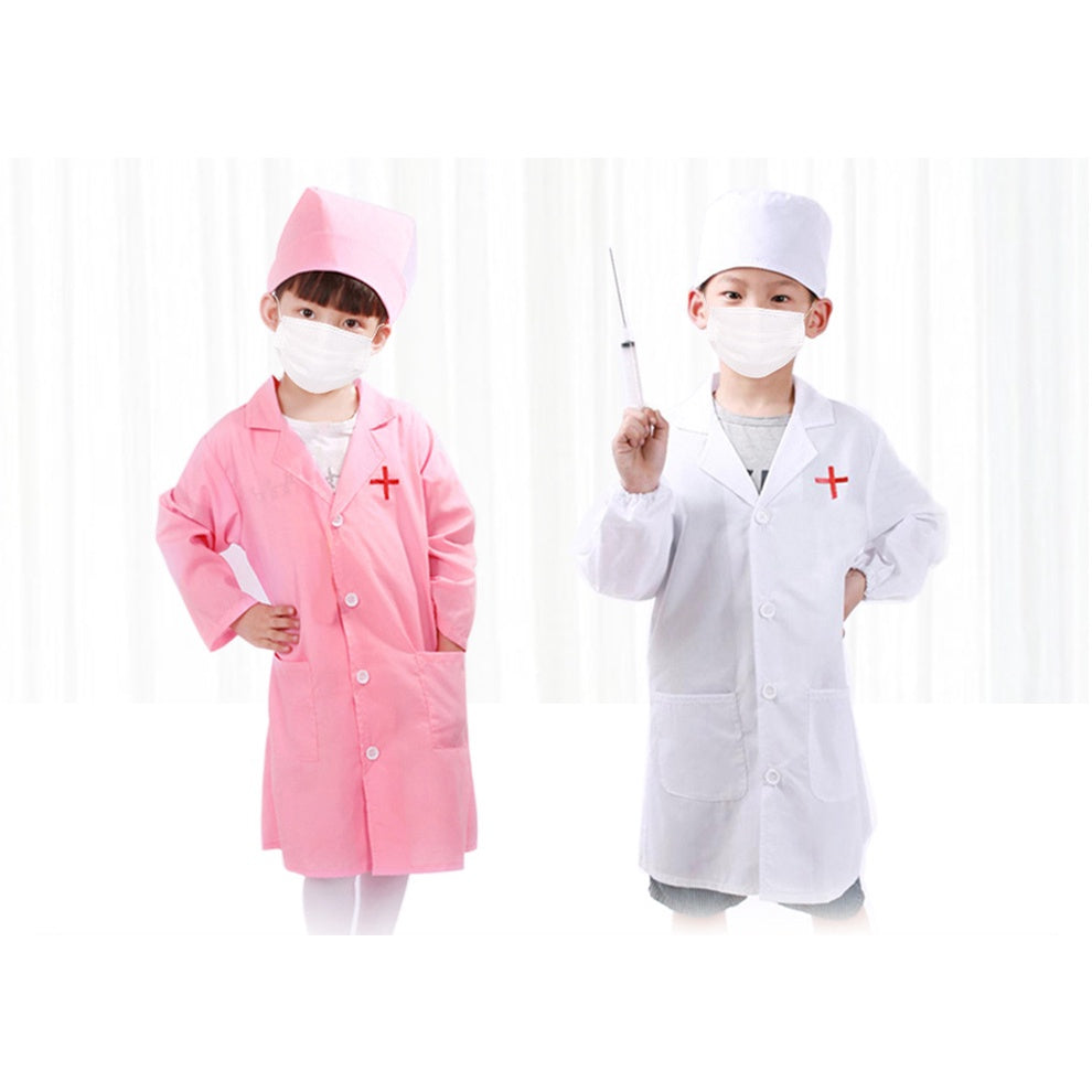 Unisex Kids Doctor Nurse Uniforms  Role Play Costume for Girl Boys Nurse Doctor Surgeon Coat Children Cosplay Party Toys