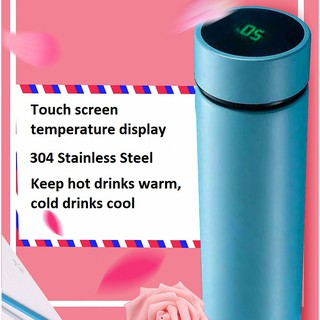 Vacuum Cup Thermos Flask Water Bottle Thermal Temperature Digital Display Tumbler 450ML