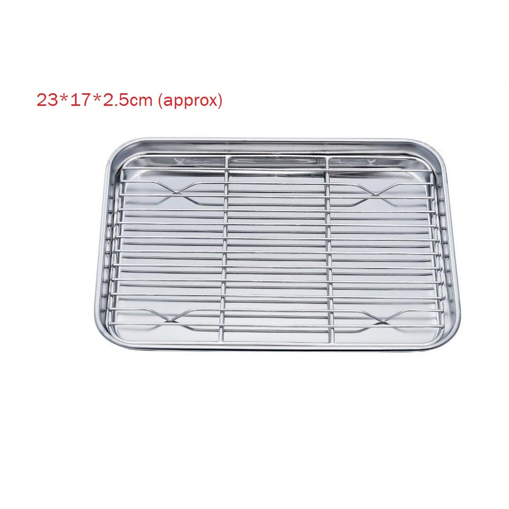 Premium Stainless Steel Oven Baking Tray Removable Cooling Rack Set Plate BBQ Tray Pan Dish Grill Mesh Kitchen Tool