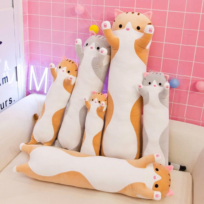 Long cat bolster plushie cushion pillow cute stuffed soft toy plush doll cat children birthday gift