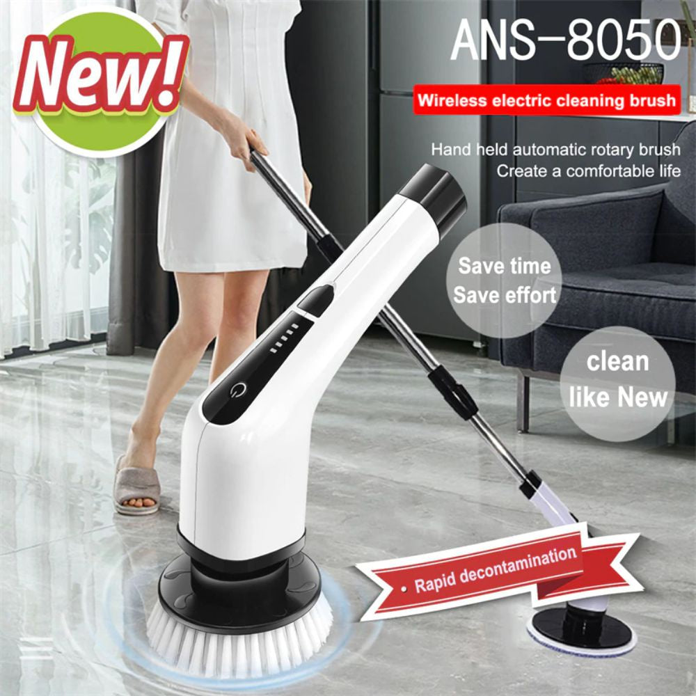 Cordless Electric Spin Scrubber Rechargeable Shower Bathroom Scrubber with Adjustable Handle Replaceable Cleaning Brush