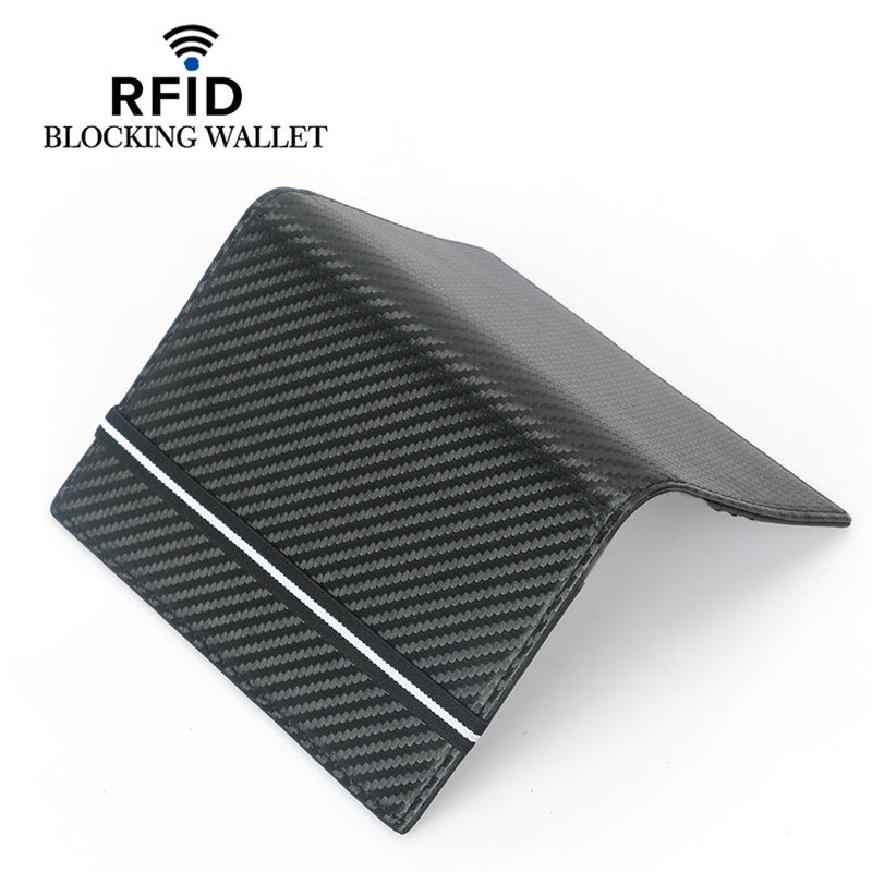 Carbon Fiber Microfiber RFID Passport Cover Leather Elastic Band Travel Document Wallet ID Bag Passport Holder