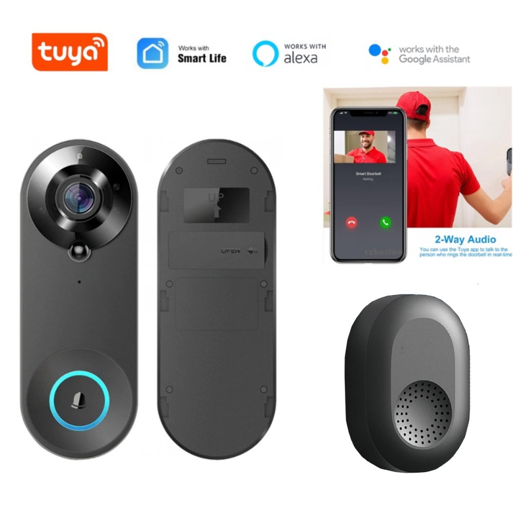 Tuya Smart Video Doorbell Camera 1080P WiFi Video Intercom Door Bell Camera Two-Way Audio Works With Alexa Echo Home Cam