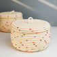 Woven Storage Basket Colorful Polka Dot Desktop With Lid Cotton Thread Organizing Box Snacks Living Room Coffee Table