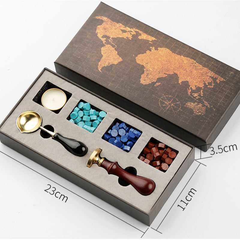 1 Set Sealing Wax Seal Set Smokeless Multifunctional Detachable Stamp Spoon DIY Custom Stamps Wax Seal Box Kit for Envelope