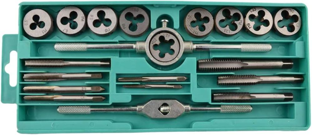 12/20pcs Tap And Die Set Tap Wrench Die Handle Screw Thread Threading Tapping Rethread Tool Bolt Screw Extractor