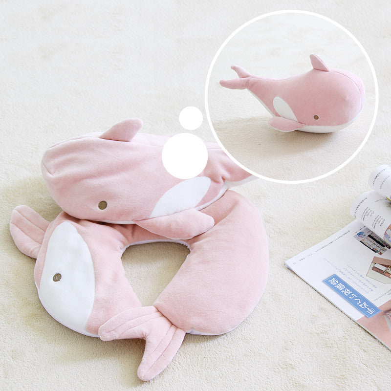 2 IN 1 U-shaped Pillow Cartoon Pillow Plush Dolls Two-in-one Dual-purpose Travel Rest Neck Pillow Cartoon Pillow Toy