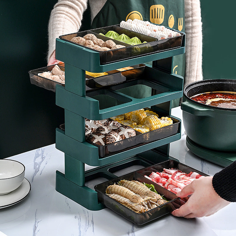 Steamboat Food Organizer Hot Pot Storage Organizer Multifunctional Multi-layer Side Dish Plate For Kitchen