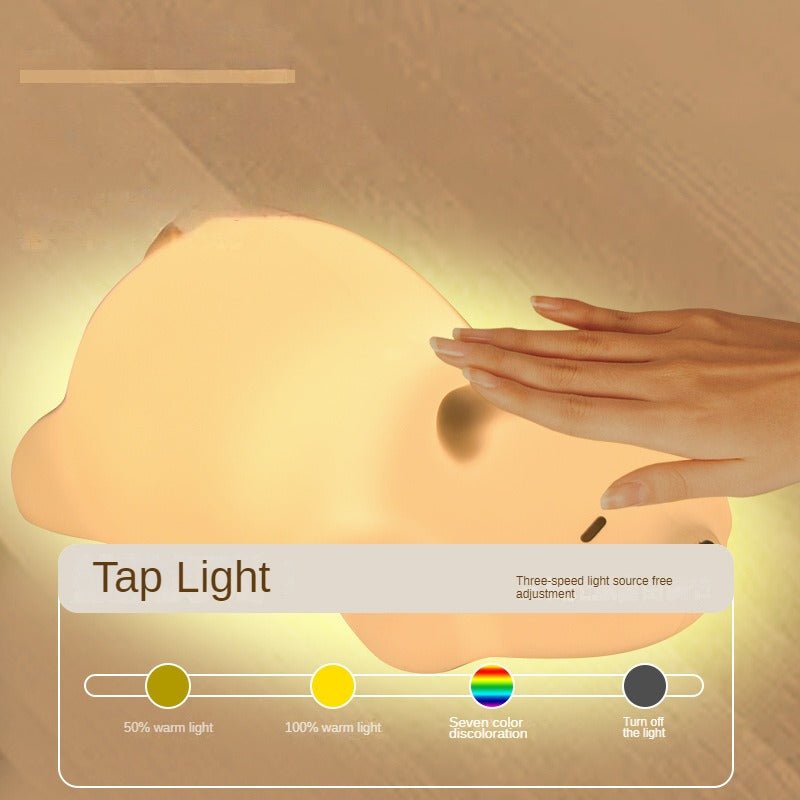 Night Sleeping Warm Light Eye Protection LED Cartoon Silicone Lamp Lovely Bear Reindeer Whale Modeling USB Rechargeable