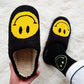 Cute Smiley Face Slippers Home Couple Plush Slippers Winter Warm Bedroom Plush Cotton Shoes Indoor Anti Slip Step-ins