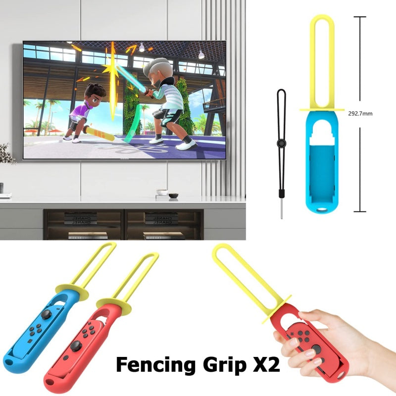 Switch Sports Accessories 10 In 1 Bundle Kit for Game Joy Con Controller NS Strap Wrist Dance Band Racket