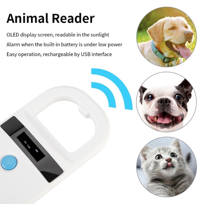 Microchip Scanner Pet Reader, Rechargeable Animal Chip Identification Scanner Microchip Scanner 134.2/ 125kHz White