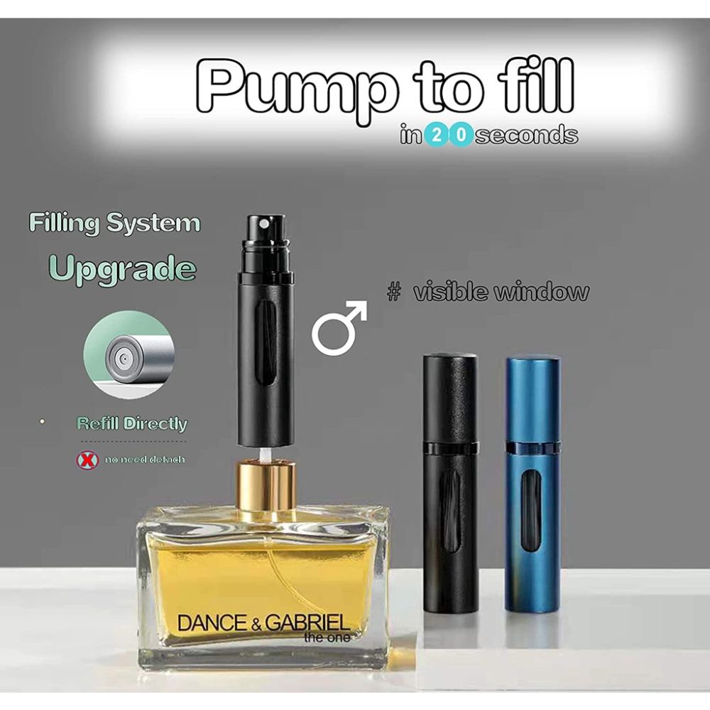 8ml Perfume Atomizer Bottle Portable Mini Refillable Empty Perfume Spray Sprayer Leak Proof TSA Approved Cologne Sprayer