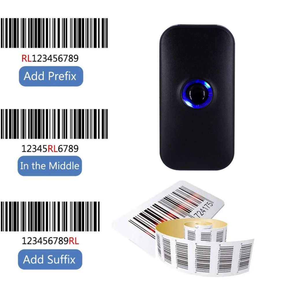 Handheld 3-in-1 Barcode Scanner 1D/2D/QR Bar Code Reader Support BT & 2.4G Wireless & USB Wired Connection High Accuracy