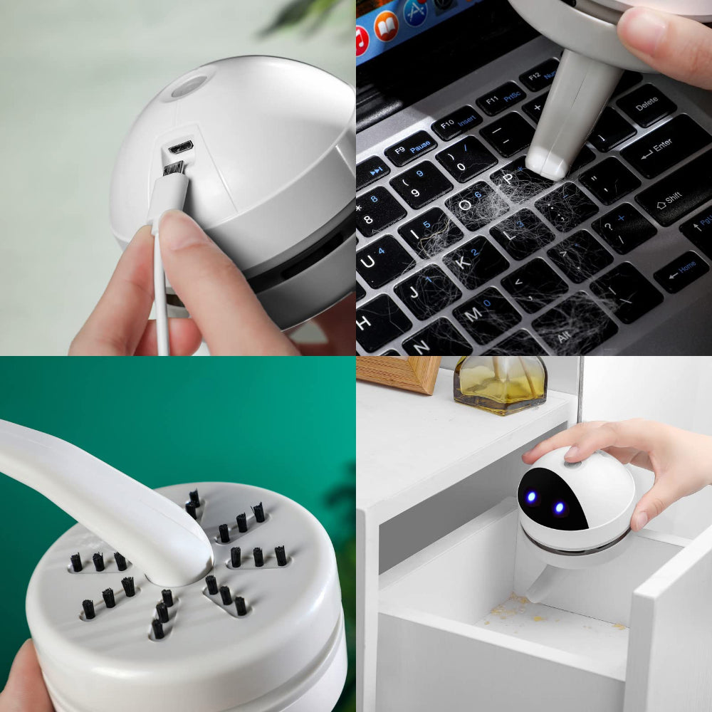 Mini Vacuum Cleaner Automatic Portable USB Charging Desktop Cleaner for Home Office School Keyboard Desktop Cleaning Bot