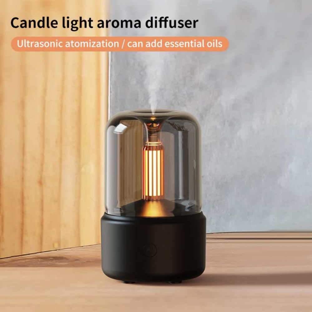 New Candlelight Aroma Diffuser USB Desktop Essential Oil Humidifier Ambient Night Light Air Purifier For Home Bedroom