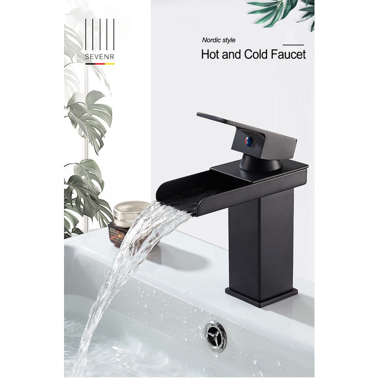 Copy of Copy of Waterfall Faucet Copper Hot And Cold Black Household Bathroom Basin Water Tap