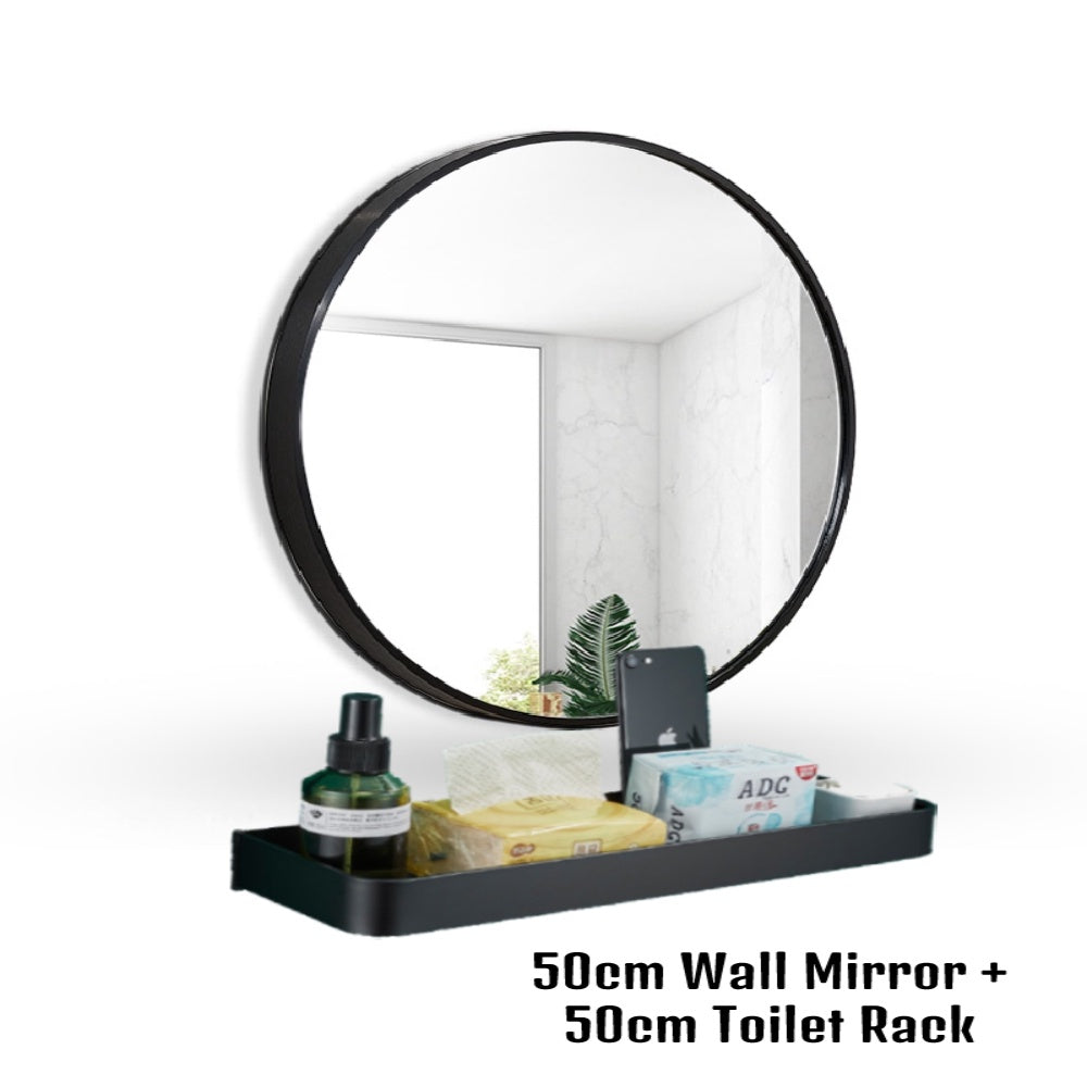 Wall Hanging Round Mirror Bathroom Toilet Living Room Corridor Bedroom Wall Mounted Black Mirror 40/50/60/70cm