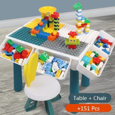 Multipurpose Children Kids Building Block Toy Table Chair Study Desk Storage