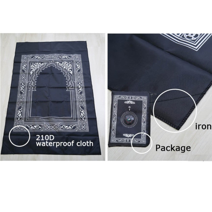 Islamic Muslim Prayer Mat Rug with Compass, Waterproof, portable and suitable for travel